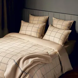 Hugo Boss Home Satin Bettwäsche Check 200x200 cm + 2x 80x80 cm | beige - beige