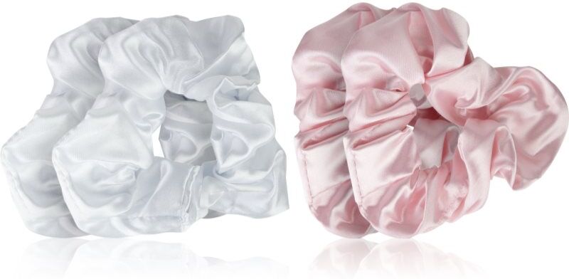 Brushworks Satin Scrunchies Pink & White élastiques à cheveux