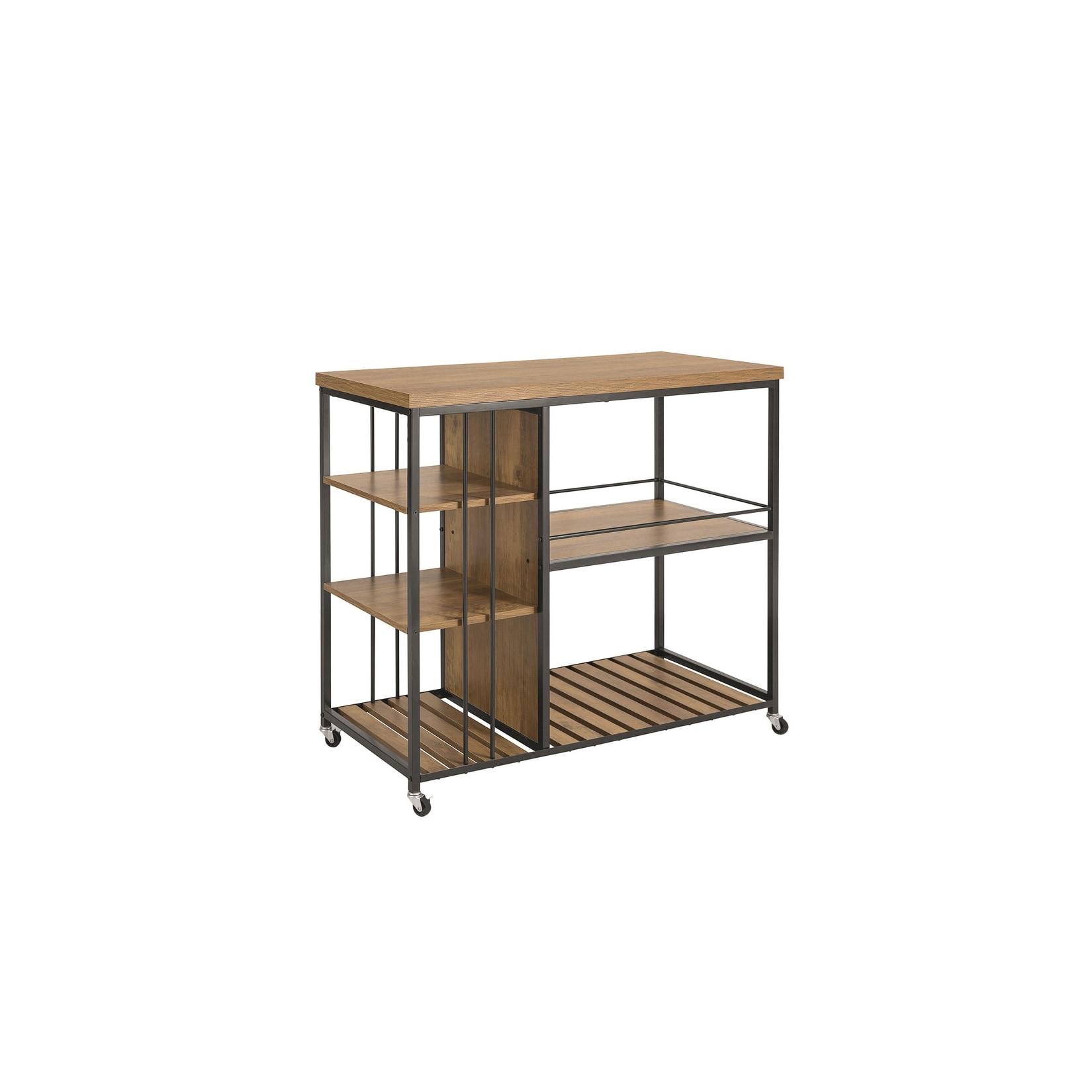 SoBuy Kücheninsel mit 3 Regalböden Braun 108x45x92cm Industriell