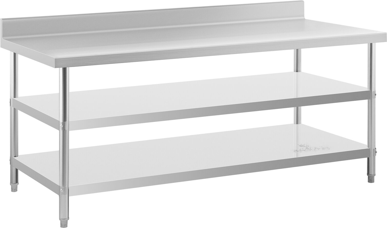 Edelstahl-Arbeitstisch - ECO - 200 x 90 cm - 500 kg - Zwischenboden - Royal Catering