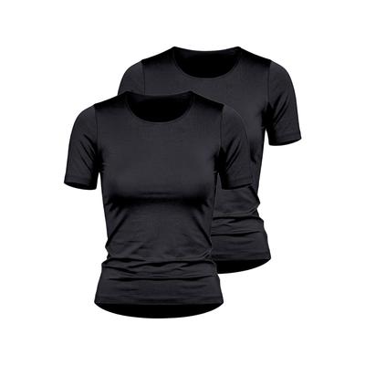 Unterhemd NINA VON C. "2er Pack Halbarm Shirt Seide&Modal", Damen, Gr. 46, 2 Stk., schwarz, Modal-Seide, , Basic, figurumspielend, Rundhals, Unterhemden Unterhemd