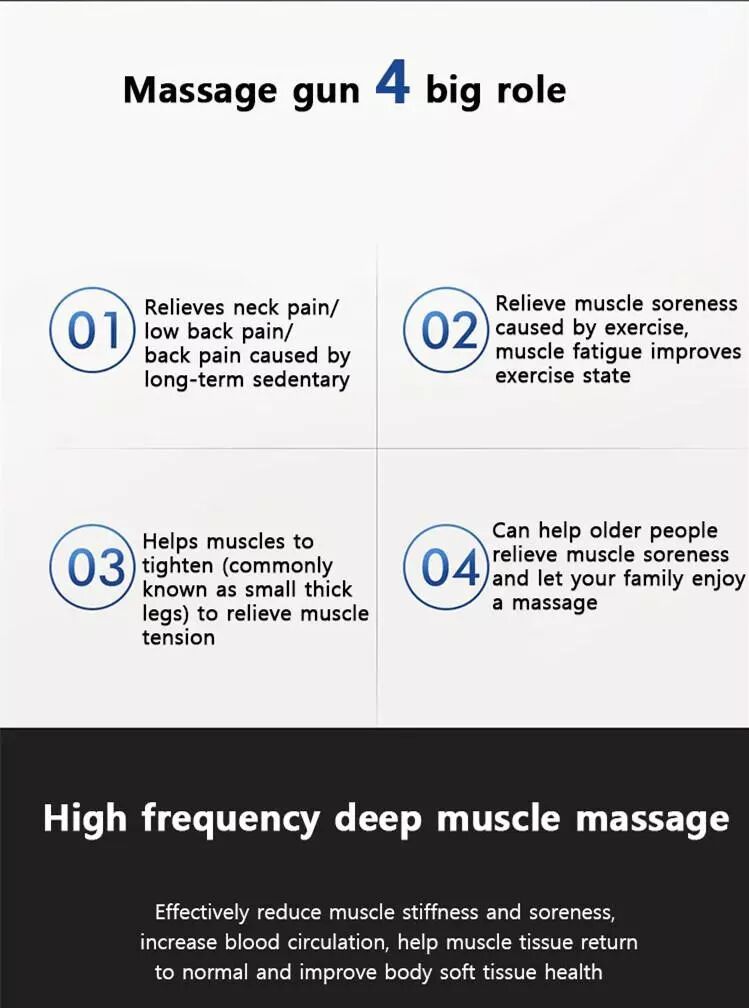 INF Massagepistole mit 6 austauschbaren Massageköpfen Schwarz