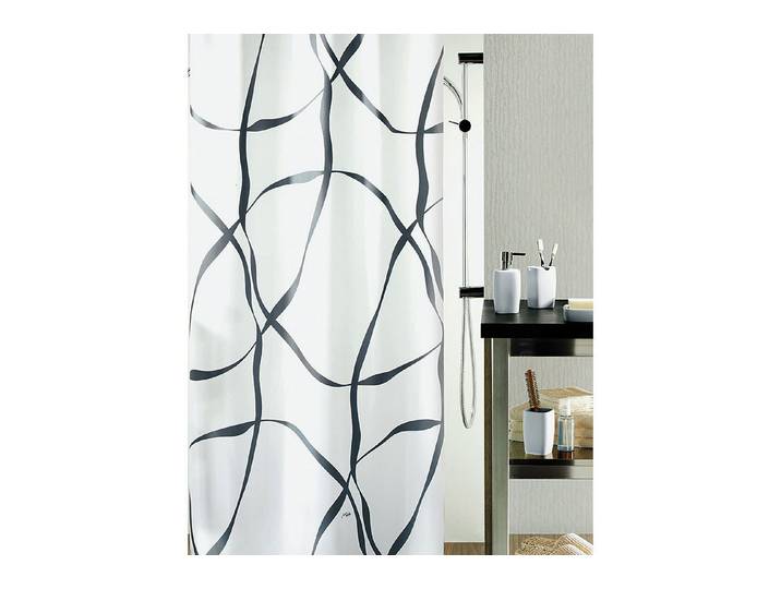 Spirella Duschvorhang Ribbon Schwarz-Weiss 240 × 180 cm