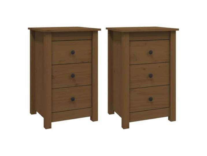 Heofavd Nachttisch 2er Set 40x35x61,5cm Massivholz Kiefer Honigbraun