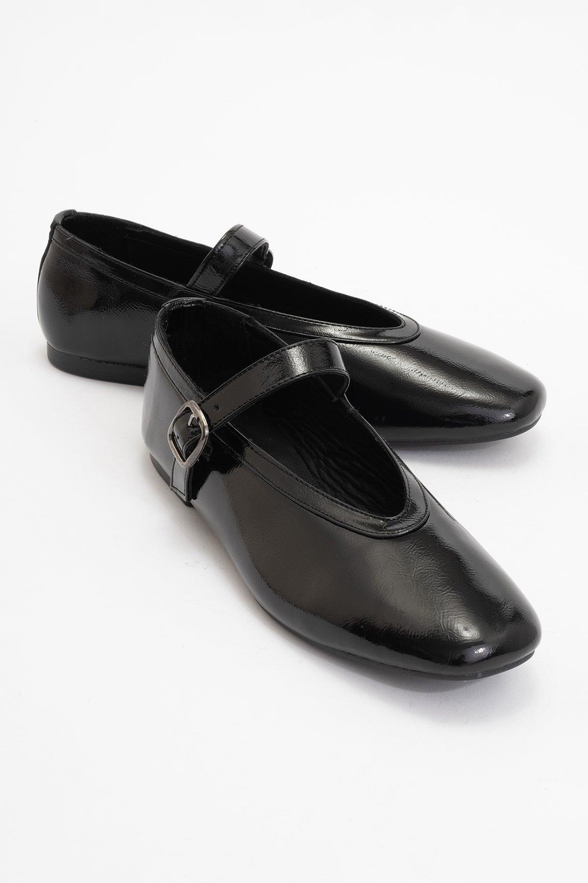 Matilda Leder Mary Jane Flache Schuhe