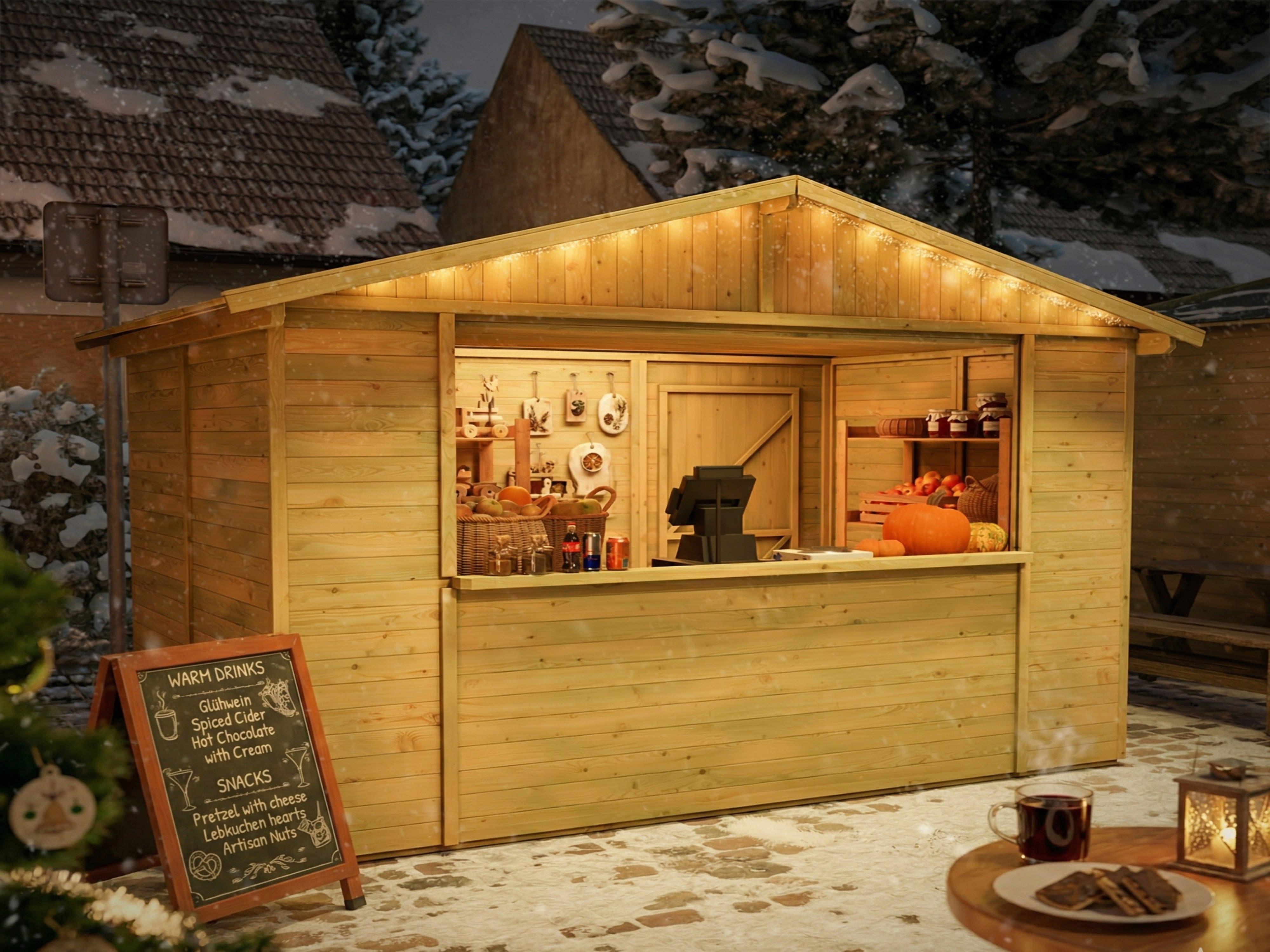 Marktstand - Verkaufsstand Noel 5,9 m² 16 mm KDI grün inkl. Boden