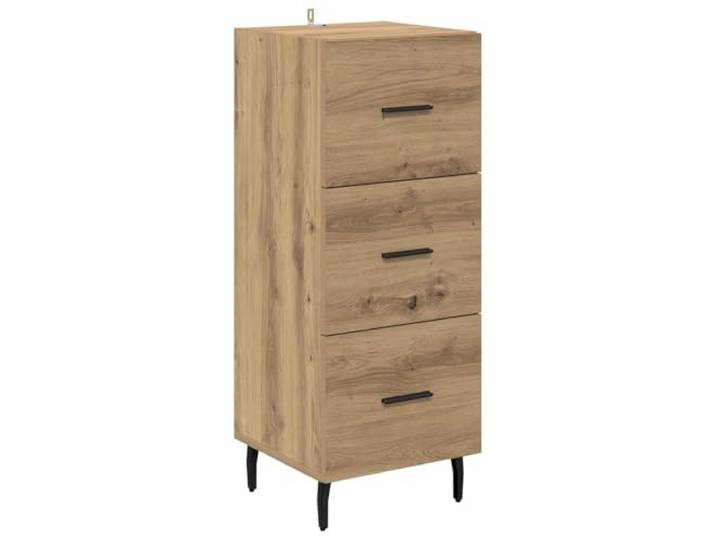 HGFDVCMR Sideboard Artisan-Eiche Kommode mit 3 Schubladen 34,5x34x90 cm Schlanker Anstell-Schrank für Wohnzimmer und Flur. Pfostenbeine bieten Stabilität, Stangen-Griffe leichten Zugriff.