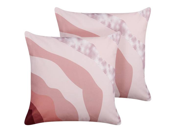 GARTENKISSEN 2er-Set abstraktem Motiv pastellrosa 45/45 cm Campei