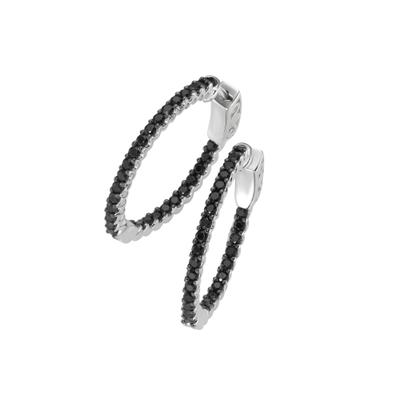 Paar Creolen "mit schwarzen Zirkonia, Silber 925", schwarz, GIORGIO MARTELLO MILANO, Ohrringe, Damen