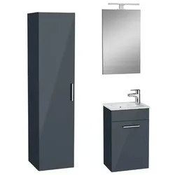 VitrA Mia Badmöbel-Set mit Waschtisch inklusive Waschtischarmatur, Ablauf und Siphon Anthrazit KSETMIA40A