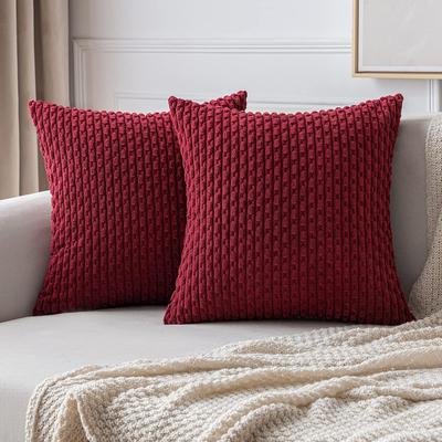 Perfect Picks Market Boho Striped Corduroy Throw Pillow Cover Farmhouse Decorative Cushion Cover red 15.75 15.75 In