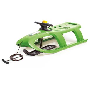 Prosperplast Schlitten Bullet Control, grün, 102 cm, aus Kunststoff, mit Lenkrad & Zugseil, bis 50 kg