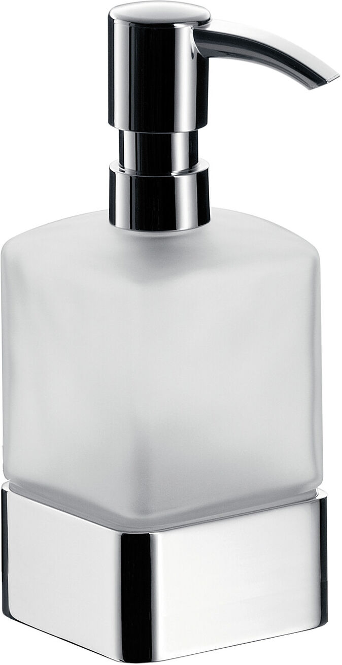 Emco Loft 052100102 Distributeur de savon liquide, cristal satiné, doseur plastique modèle sur pied, metal chromé