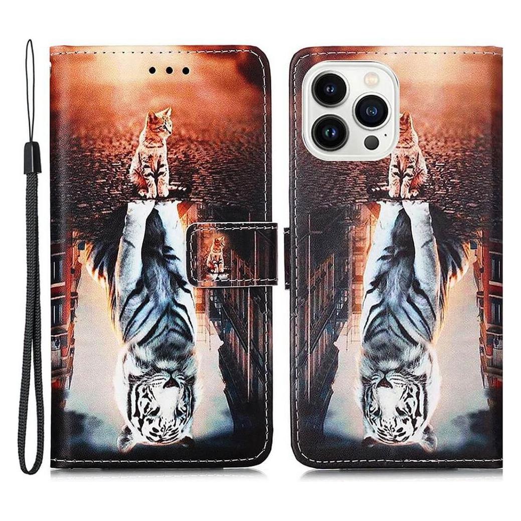 Cover-Discount iPhone 15 Pro Max - Leder Etui Hülle Katze (Apple iPhone 15 Pro Max) (660146862A)