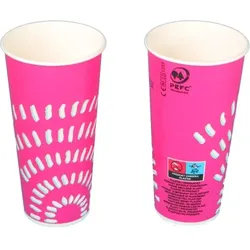 1000 Papptrinkbecher Kaltgetränke- & Shakebecher Hartpapier pink Ø90mm 0,5l/500ml Eichstrich