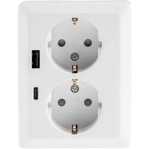 ChiliTec Steckdose MILOS, Unterputz, 2-fach, weiß, mit USB-A und USB-C