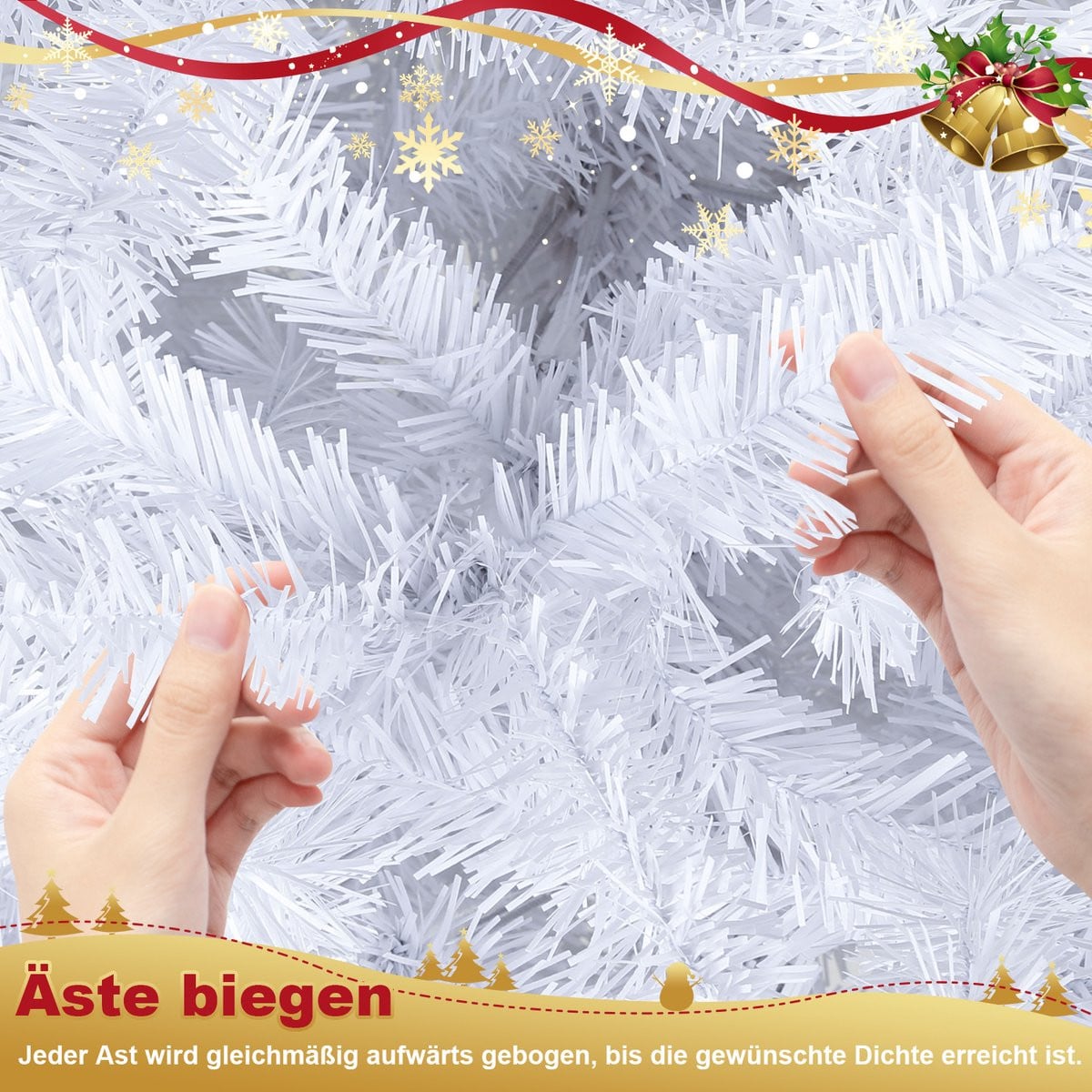 Herbruikbare witte kunstkerstboom van 120 cm met PVC-naalden en metalen standaard