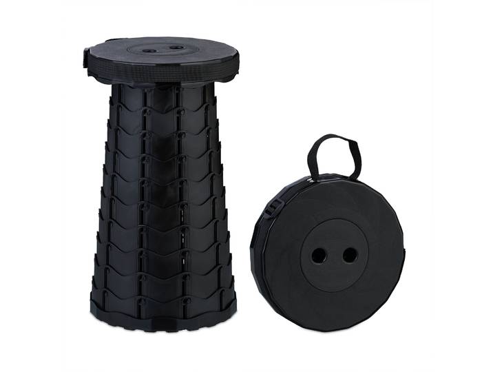 Teleskophocker Camping Schwarz