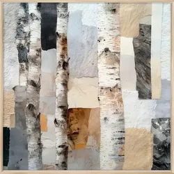 EUROART Wandbild 55 x cm Birch Collage II Kunststoff Grau