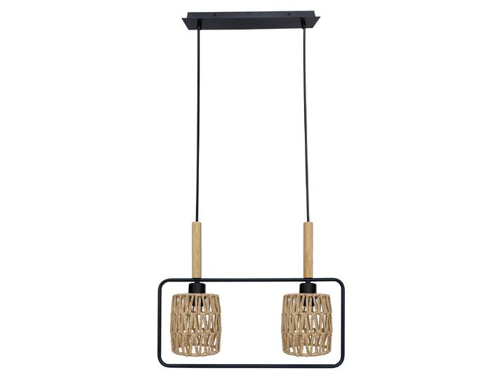 Hängeleuchte im skandinavischen Stil für den Esstisch, Modell CROWN - 2xE27, 40W, Schwarz / Beige