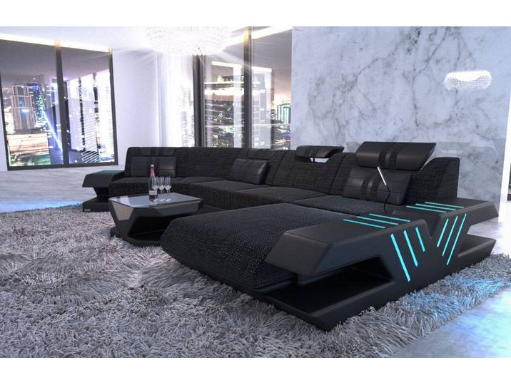 Designsofa Venedig C-Form aus Stoff
