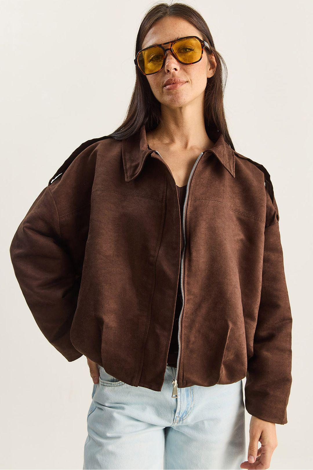 Oversized Kunstlederjacke