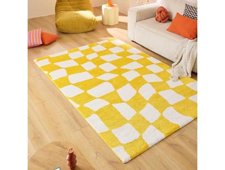 Nazar Tapis Groovy\, Coloré\, Vintage\, Rétro\, Géométrique\, Orange\, Jaune\, Rose\, Rouge\, Moelleux et Confortable\, Tapis Salon