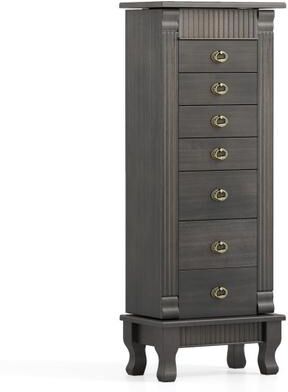 Costway Wooden Jewelry Armoire Cabinet Storage Chest with Drawers and Swing Doors-Gray