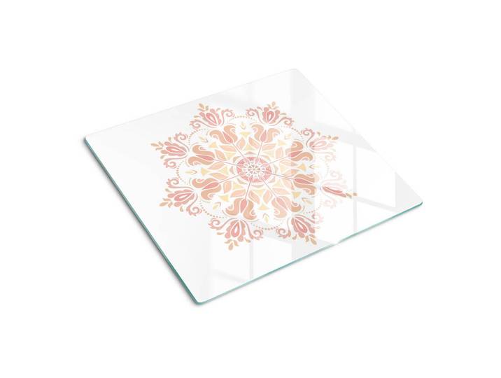 Tulup Glasplatte 60x52 cm Ornamentale Dekoration, Beige, Glas, 60x0.4x52 cm, Küchen, Küchenelektrogeräte, Herde, Herdabdeckplatten
