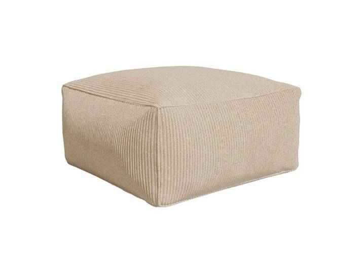 Pouf en velours côtelé beige NOUMARA