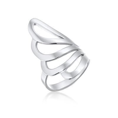 Fingerring NENALINA "Basic Wellen Geschwungen Schlicht 925 Silber" Gr. 56, silber, Fingerringe, Damen, 56mm, ohne Stein, Silber 925 (Sterlingsilber), 3mm, Fingerring