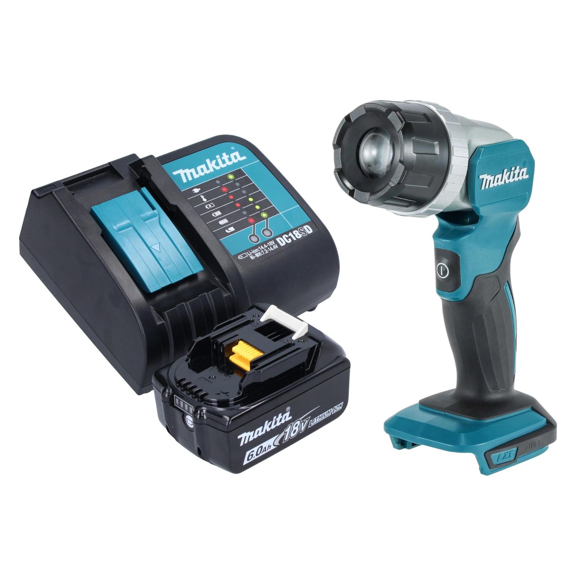 Makita DML 808 SG1 Akku Handstrahler 14,4 / 18 V 190 lm LED + 1x Akku 6,0 Ah + Ladegerät (190 lm) (54960506)