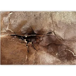 Artgeist, Tapete, Fototapete - Rock abstraction - brown and beige pattern in the style of cracked stone (150 x 105 cm)