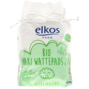 elkos Wattepads Face Bio, oval, extra groß, fusselfrei, aus Bio-Baumwolle, 35 Pads