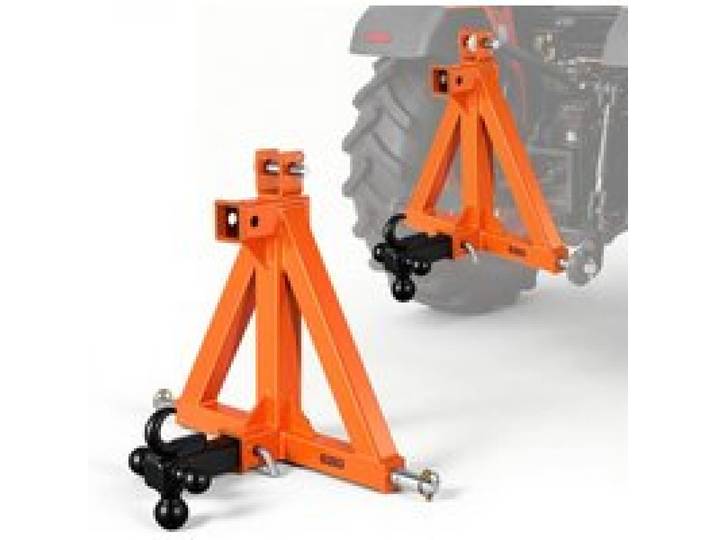 VEVOR 3-Punkt-Anhängerkupplung mit 2 Zoll-Aufnahme, Dreipunkt-Schnellkupplung mit 3 Anhängerkugeln, Traktor-Zugstangenadapter für Kategorie 1, Kompatibel mit Verschiedenen Kompakttraktoren, Orange