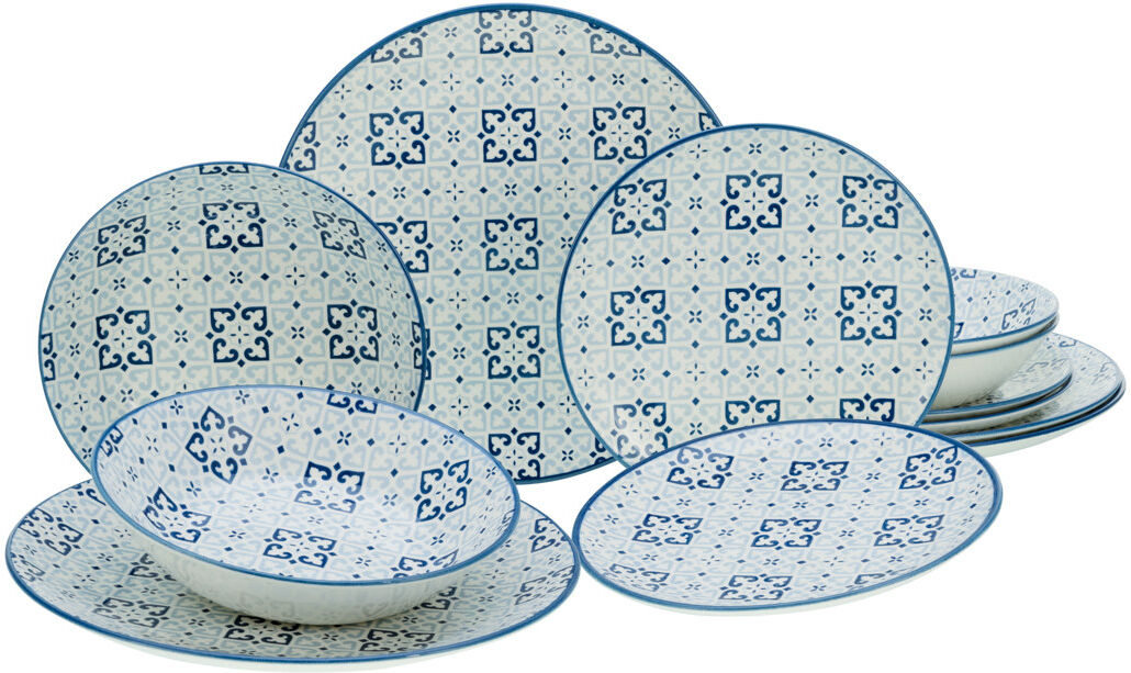Creatable Yara Dinnerware Set 12 Piece - Service for 4 Blue/White 12