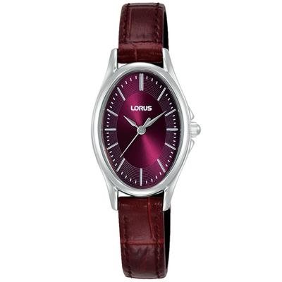 Quarzuhr LORUS, rotbraun, rot, Armbanduhren, Damen, Quarzuhr, Armbanduhr, Damenuhr, Lederarmband, analog