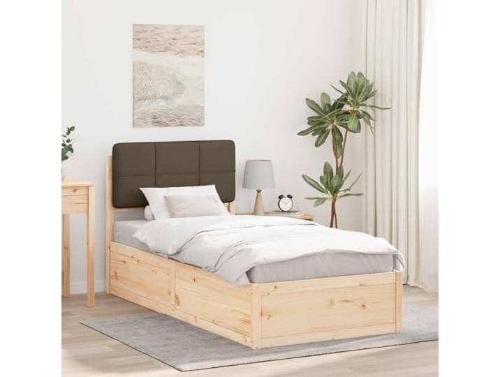 YNGBHFNOP Kiefernholz gepolstertes Kopfteil Modernes Design 90x190 cm Taupe Bettgestell mit gepolstertem Kopfteil Taupe 90x190 cm Massivholz Kiefer Lattenrost Einzelbett Modern