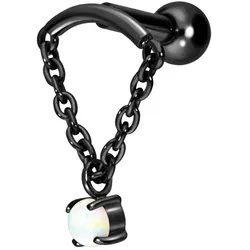 Titan Ohrpiercing mit Innengewinde BOGEN + KETTE + SYNTHETISCHER OPAL