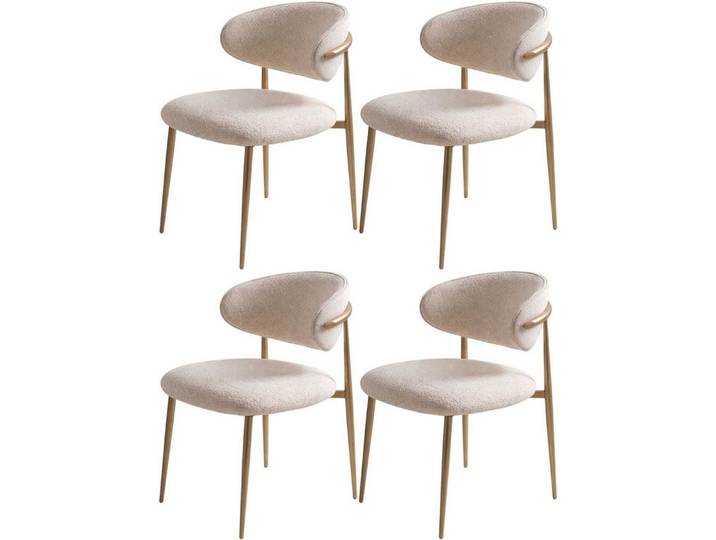 Xlmoebel Esszimmerstuhl Beige Esszimmerstühle im modernen Stil aus Stoff und Metall, 4er (4er Set), Made in Europa