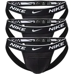 NIKE Herren Jockstrap, 3er Pack - Jocks, Tanga Slip, Stretch Cotton Schwarz / S