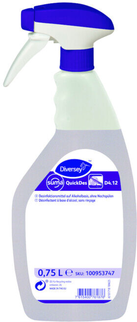 Désinfectant spray QuickDes 4.12 pour surfaces 750 ml Bouteille spray SUMA ; Diversey (100953747)