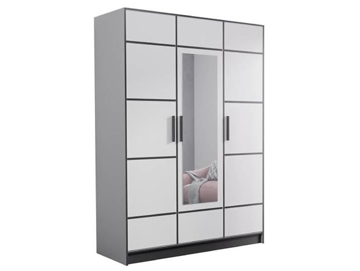 KIER FURNITURE Kleiderschrank ROJ3D Weiß 156,4x205x39 cm Geräumiger Kleiderschrank mit praktischer Innenaufteilung für Kleidung und Wäsche im Schlaf- oder Jugendzimmer