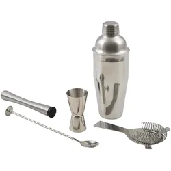 Point Virgule, Bar Zubehör, cocktailset - Cobbler shaker, cocktailmaatje, stamper, barlepel en cocktailzeef (Cocktail Set)
