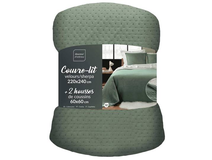 Douceur d´intérieur Bettwäsche-Set aus Samt Mylene 240/220/0,5 cm, Grün, 220x240 cm, Heimtextilien, Bettwäsche & Leintücher, Bettwäsche