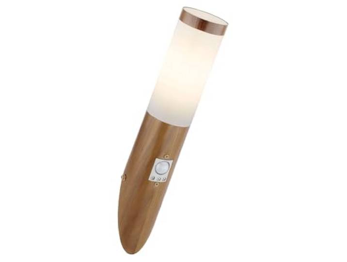 Globo Außenwandleuchte Holzoptik mit Bewegungsmelder, Höhe 41cm