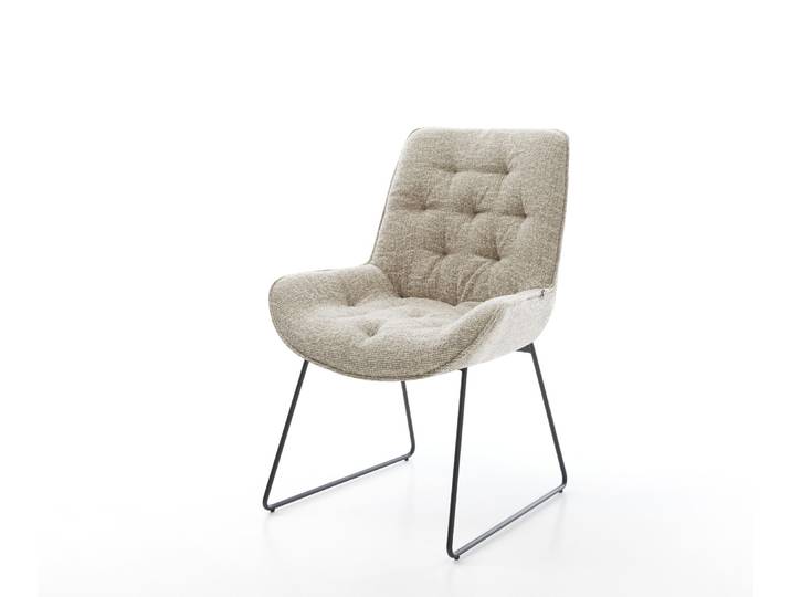 Esszimmerstuhl Taimi-Flex Webstoff Soft Beige Kufengestell Schwarz, Esszimmerstühle