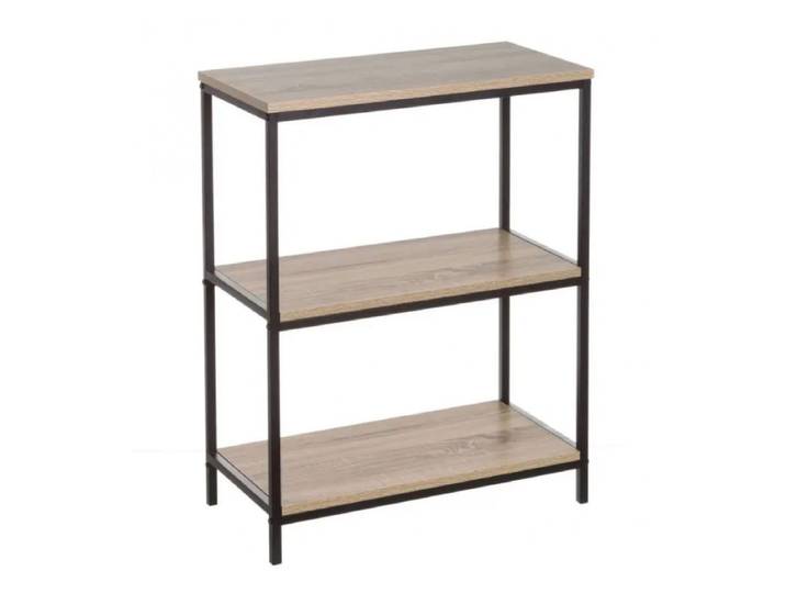 Étagère basse métal noir et bois H76cm