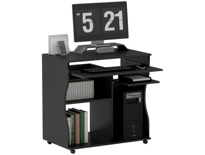 Homcom 920-022BK Computertisch, Holz, modell 8/schwarz, 80.0 x 48.0 x 76.0 cm