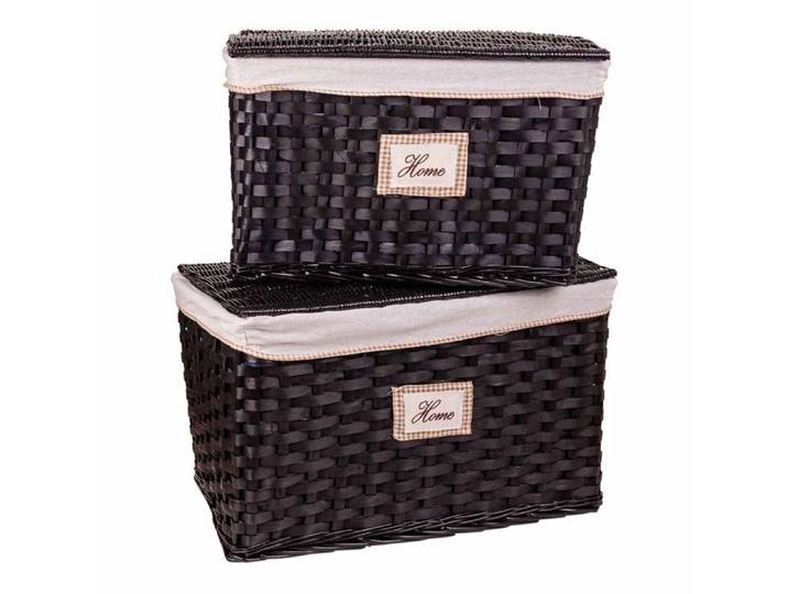 Set de 2 coffres en osier doublés noirs